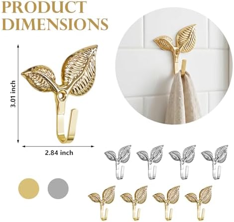 8pcs Iron Leaf Wall Hooks - Image 2