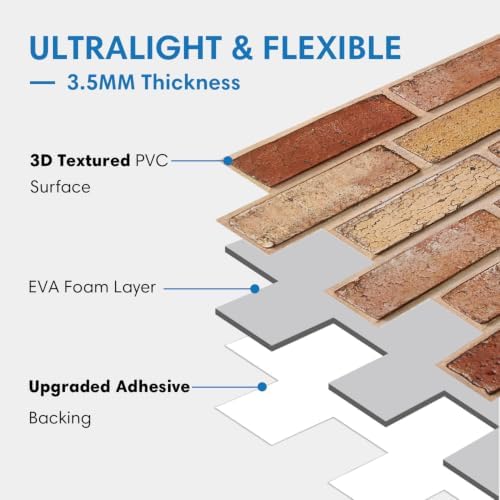 COMSTICKC 3D Faux Brick Wall Panels Peel and Stick Decorative Tiles - Image 6