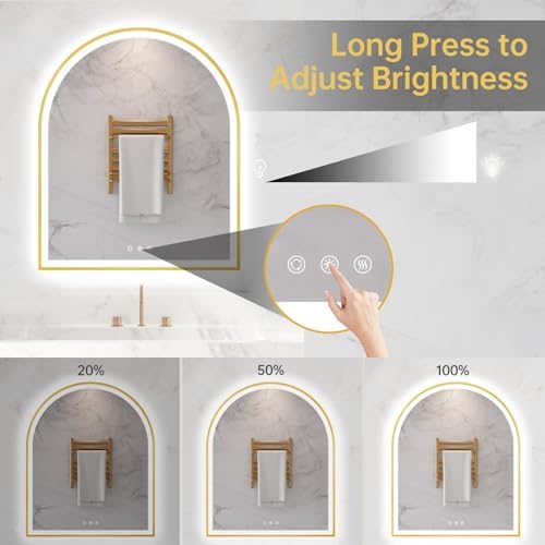 30"x36" Arched LED Lighted Bathroom Mirror - Image 3