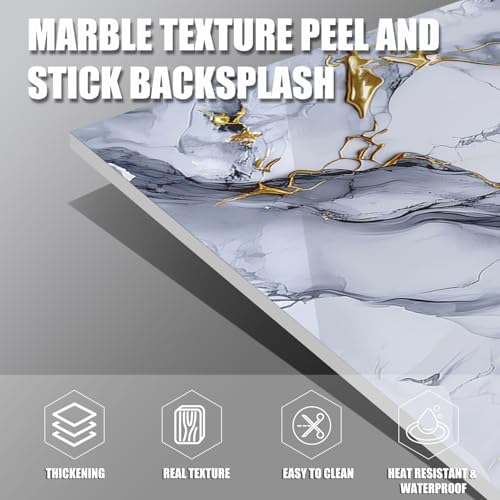Marble Peel and Stick Backsplash 23.6 x11.8 in - Image 4