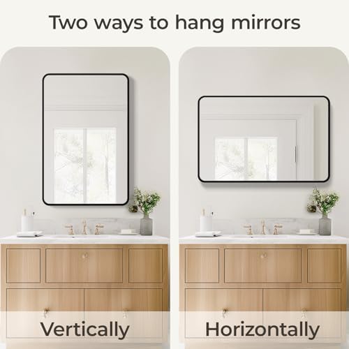 USHOWER Black Bathroom Mirrors for Over Sink 24 x 36 Inch - Image 6