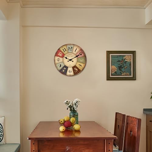 12 Inch Colorful Wood Wall Clocks Battery Operated - Image 4