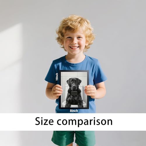 Black and White Bathroom Wall Art, Funny Labrador Dog Canvas Prints Poster - Image 2