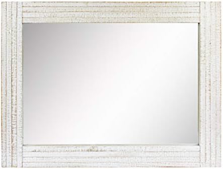 Stonebriar 24" x 18" Rectangle Worn White Wood Frame Wall Mirror - Image 3