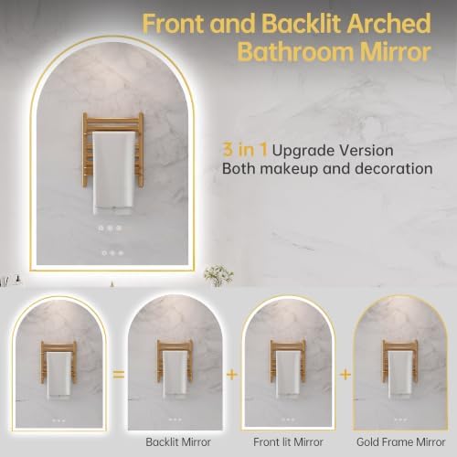 28"x40" Arched LED Lighted Bathroom Mirror - Image 6