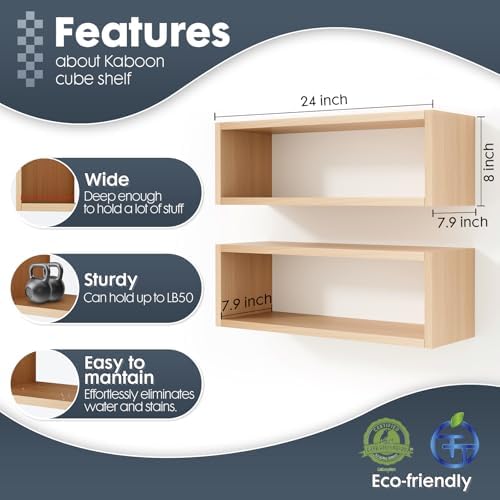 Kaboon 24in Floating Cube Shelves Set of 2, Display Shelves Wall Mount - Image 3