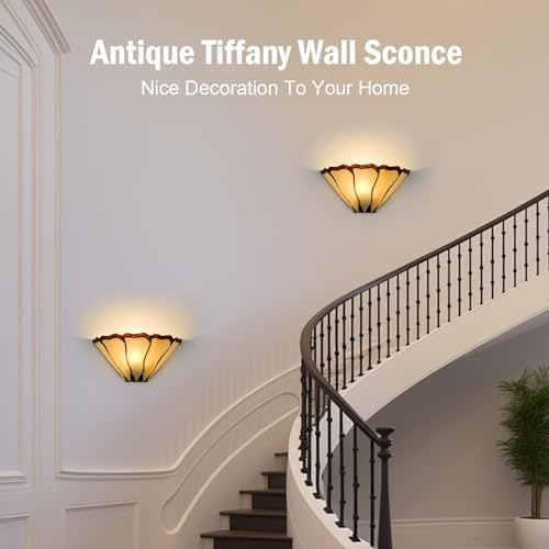 DEYNITE Tiffany Wall Sconce 1-Light Stained Glass Wall Light Fixture - Image 3