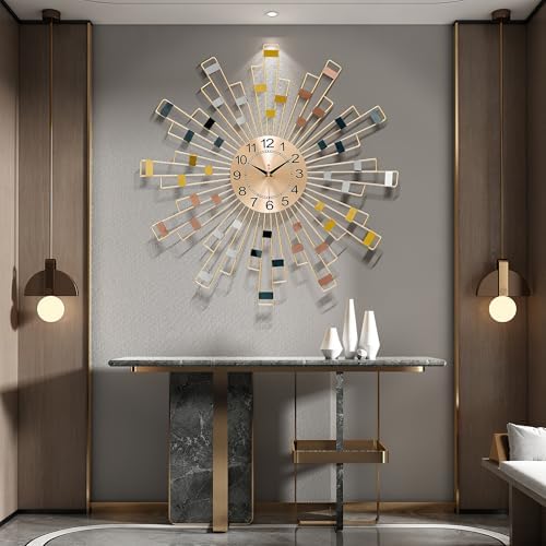 Gold Wall Clock, Silent Movement Wall Clocks Battery Operated, Mid-Century - Image 6