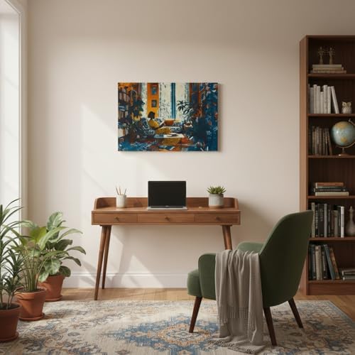 Black People Canvas Wall Art Woman Reading Book Picture 16x24Inch Framed - Image 6