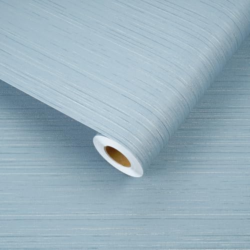 Blue Grasscloth Wallpaper Textured Fabric Blue Contact Paper 17.7"x315" Modern by STICKEEP