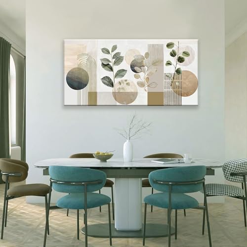 Boho Green Wall Art Mid Century Canvas Wall Art Decor Set Bohemian Abstract - Image 2