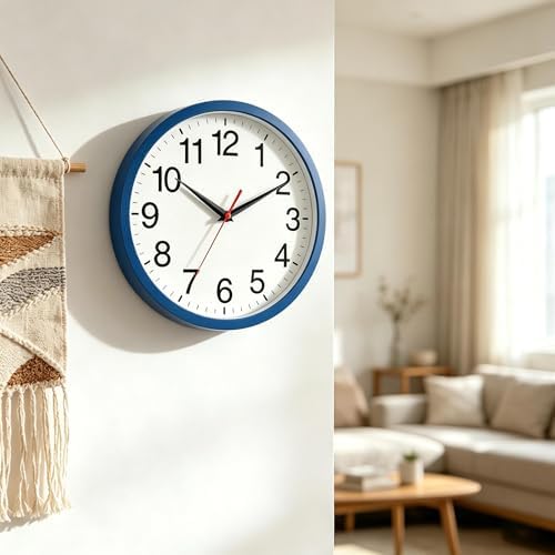 Rohioue Wall Clock Analog 8 Inch Blue Battery Operated Silent Clock - Image 4