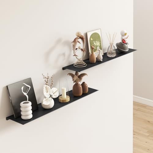 MKO 20" Floating Shelves for Wall, Long Metal Wall Mounted Shelf for Bathroom - Image 4