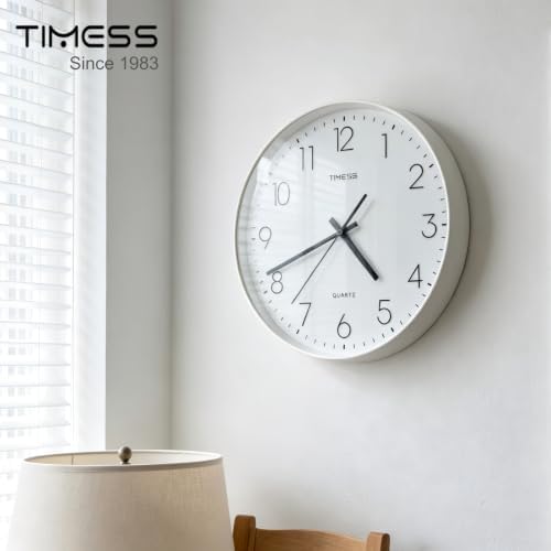 TIMESS 12 Inch Silent Wall Clock，High-Precision Analog Clock，White - Image 2