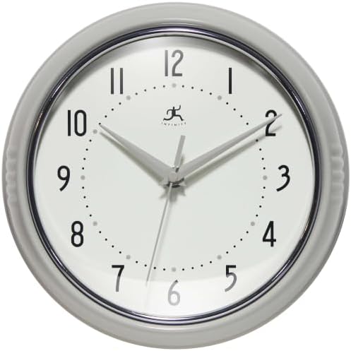 Infinity Instruments Retro Round Metal Wall Clock, Stone Grey by InfinityInstruments