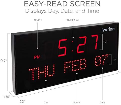Ivation Big Oversized Digital LED Calendar Clock - Image 2