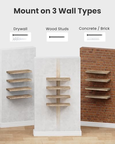 Amada Floating Shelves for Wall, Paulownia Wood, Light Brown - Image 6