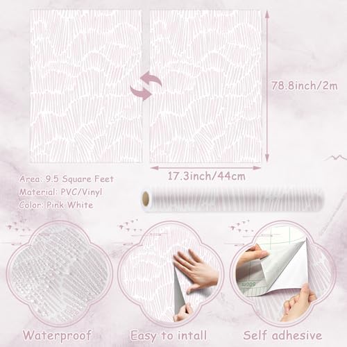 Theper Pink Contact Paper Striped Peel and Stick Wallpaper Boho 17.3"×78.8" - Image 3