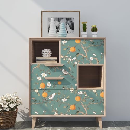 Laatse Vintage Green Bird Floral Wallpaper Peel and Stick 17.5"x118" - Image 2