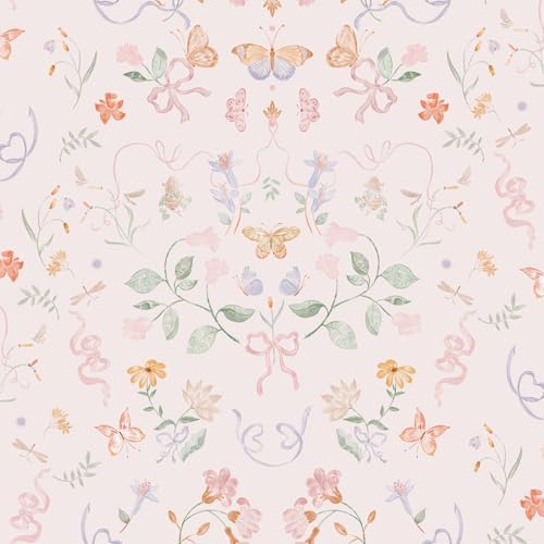 Ismoon Pink Wallpaper Peel and Stick Floral Wallpaper 17.3in x 16.4ft Green by Ismoon