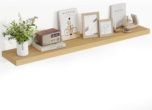 Acovy 55 Inch Floating Shelves, 3D Textured Wood Grain, Wooden Shelves by Acovy