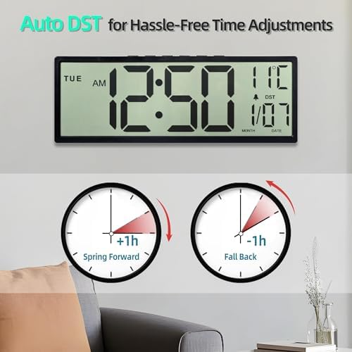 Digital Wall Clock Battery Operated, Large Number - Image 5