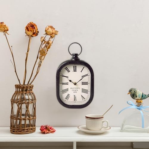 NIKKY HOME Small Wall Clock, Vintage Black Silent Tiny Clock 10" H x 6" W - Image 3