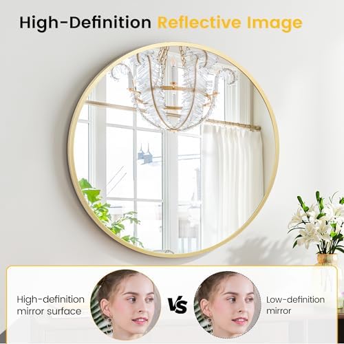 Garvee 24 in Round Mirror for Wall, Round Bathroom Mirror for Wall Decor - Image 4