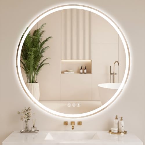 BEAUTYPEAK 42 Inch Round LED Bathroom Mirror by BEAUTYPEAK