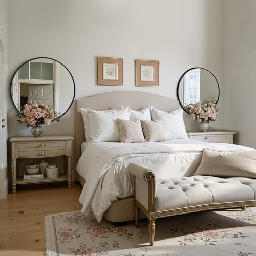 TRAHOME Black Round Bathroom Mirror, 2 Pack 26” Vanity Circle Wall Mirror - Image 6