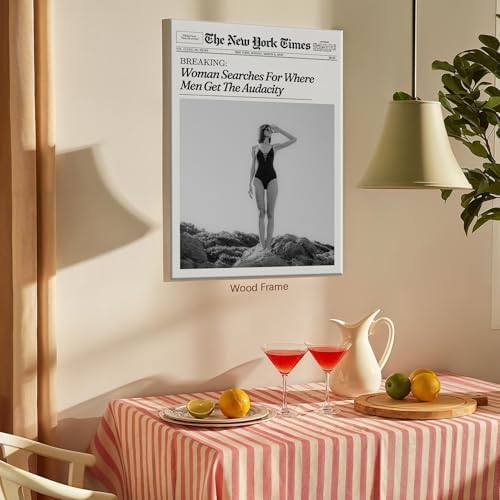 Trendy NewsPaper Wall Art 12x16in Wooden Framed Woman Searches - Image 4