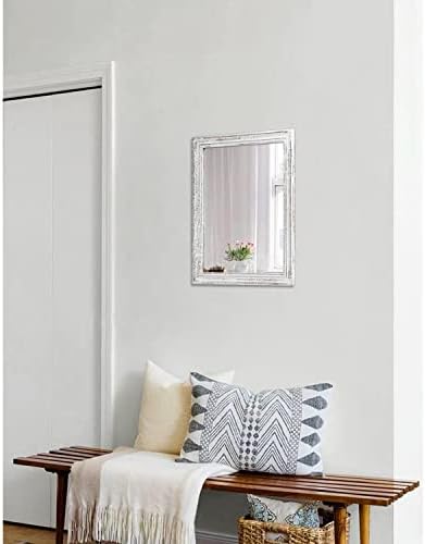 Wall Mirror with Rustic Wood Frame Rectangle Hanging Mirrors - Image 4