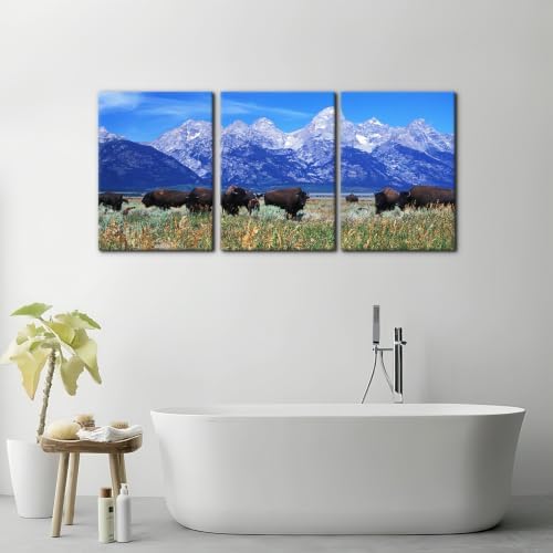 Pacimo Framed Native American Bison Modern Wall Art - Image 3