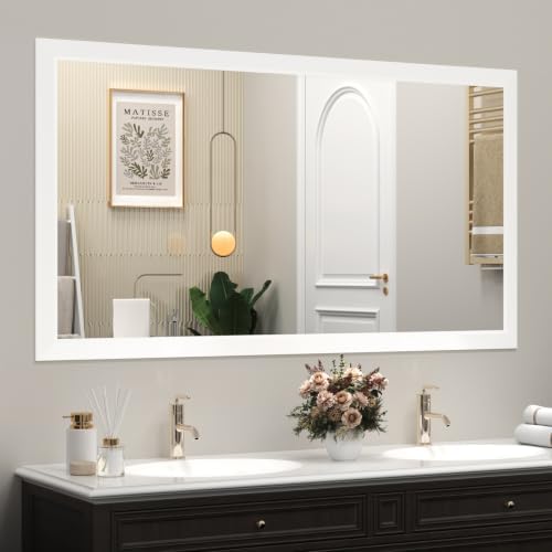 SMIROR 55x30 Matte White Bathroom Vanity Mirror by SMIROR