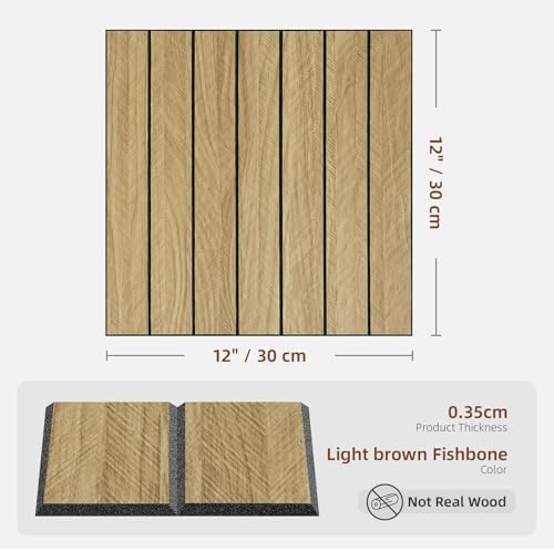 WADILE Peel and Stick Wood Slat Wall Panels 12x12in PVC 10 Pack - Image 2