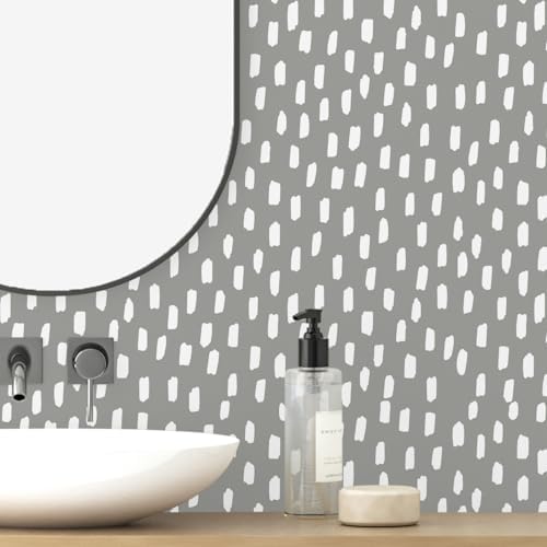 HAOKHOME Grey Peel and Stick Wallpaper Modern Geometric by HAOKHOME