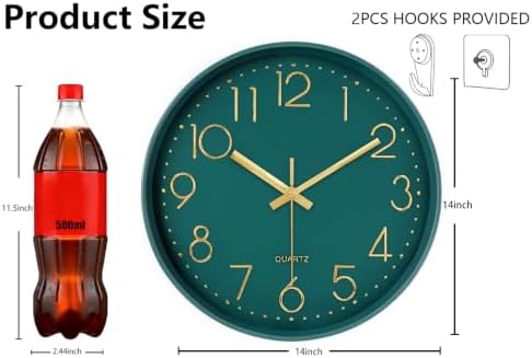 Modern Silent Wall Clock, 14 Inch Wall Clocks Battery Operated - Image 3