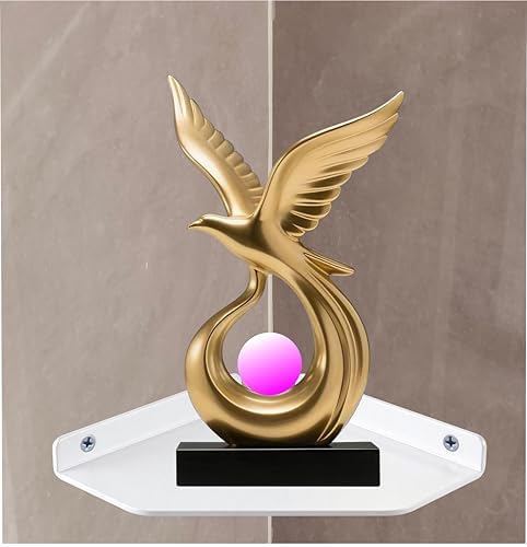 8 Inch White Floating Corner Shelf Wall Mounted, Triangle Wall Shelf - Image 2