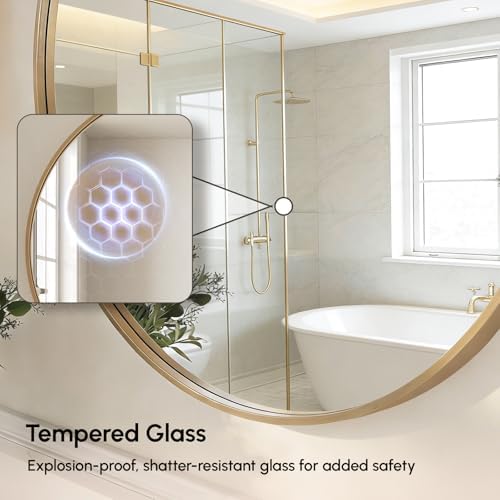 USHOWER 24 Inch Gold Round Bathroom Mirrors - Image 2