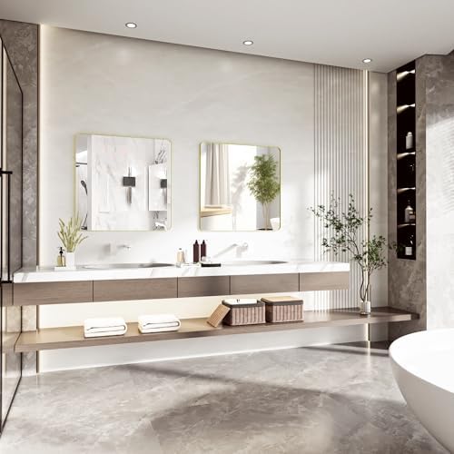 Gold Bathroom Mirror 30X30 Inch Bathroom Vanity Mirror - Image 6