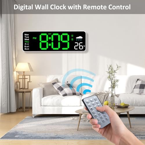 Digital Wall Clock, Weatherforecast, Day of the Week, Auto-dimming, - Image 4