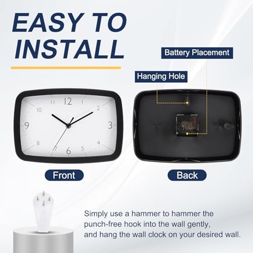 PATIKIL 11 Inch Rectangle Wall Clock, Silent Non-Ticking Modern Wall Clocks - Image 5