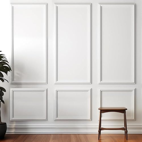Peel and Stick Wall Molding Kit, Pre Cut Accent Wainscoting Panels by TRAIN2ART