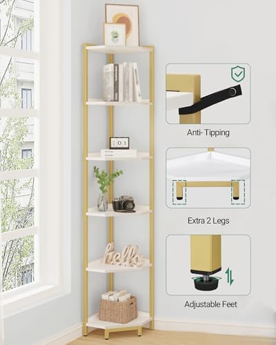 Hzuaneri Corner Shelf Stand 6-Tier Corner Bookshelf Storage Standing Shelf - Image 3