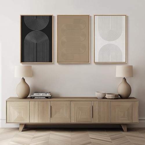 Framed Black and White Neutral Abstract Wall Art - Image 4