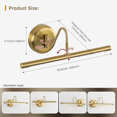 Modern LED Picture Light Hardwired, 16.5 Inch Dimmable Gallery Art Light - Image 3