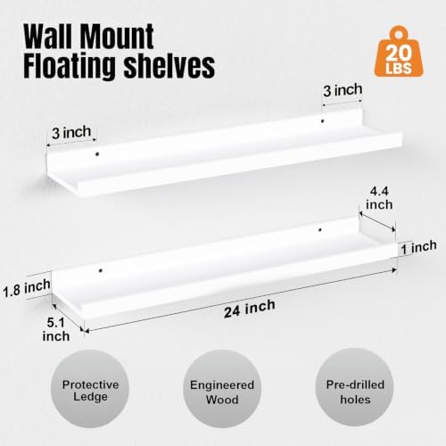 48inch Long Floating Shelves for Wall Decor, 5-Set Shelves - Image 3