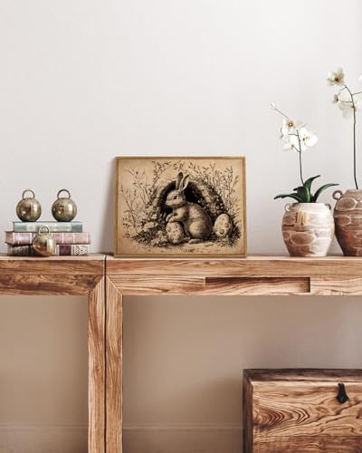 VIYYIEA Framed Rabbit Wall Art Rustic Farmhouse Decor, 12x16 Inch - Image 5