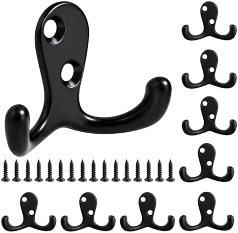 10 Pack Heavy Duty Double Prong Coat Hooks Wall Mounted by Unknown