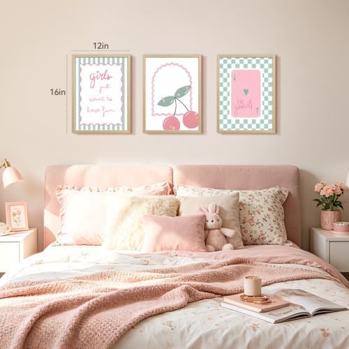 YZELY Preppy Girl Room Wall Art Set of 3, Sage Green Coquette Poster Prints - Image 2